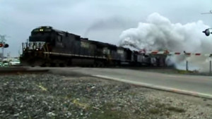 NS Locomotive Blows Turbo Charger At Crossing!