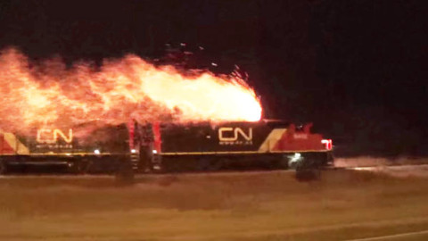 Canadian National Diesel Bursts Into Flames! | Train Fanatics Videos