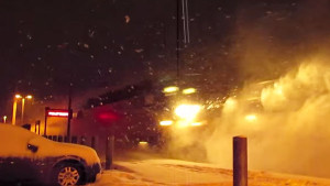 High Speed Amtrak’s Blast Snow At Night
