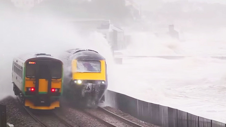 Thundering Waves Collide With Dawlish Trains! | Train Fanatics Videos