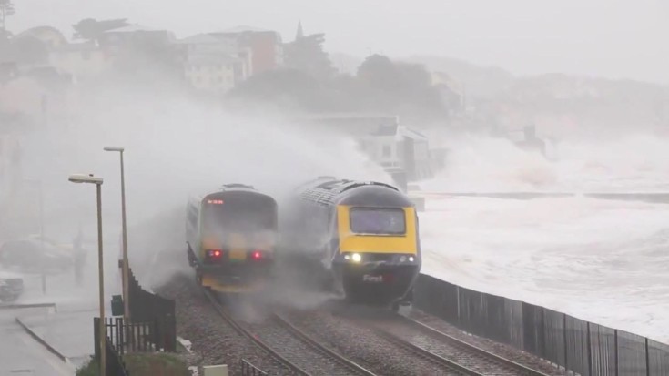 Thundering Waves Collide With Dawlish Trains! | Train Fanatics Videos