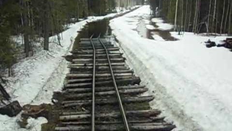 Lumber Train Creeps Over Submerged Tracks! | Train Fanatics Videos