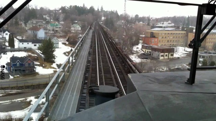 CN Engineer Is Not Afraid Of Heights On The Parry Sound Trestle! | Train Fanatics Videos