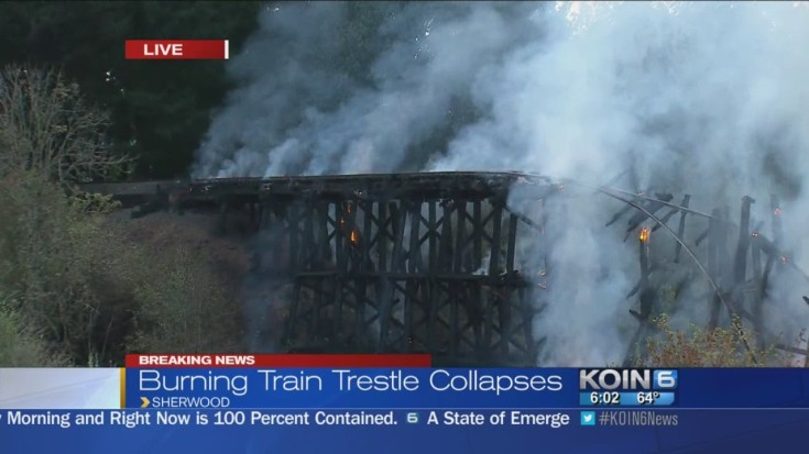 Historic 85 Year Old P&W RR Trestle Collapses In Flames! | Train Fanatics Videos