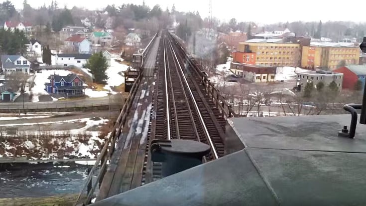 CN Engineer Is Not Afraid Of Heights On The Parry Sound Trestle | Train Fanatics Videos