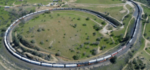 Drone Footage Of BNSF Freight At Tehachapi Loop