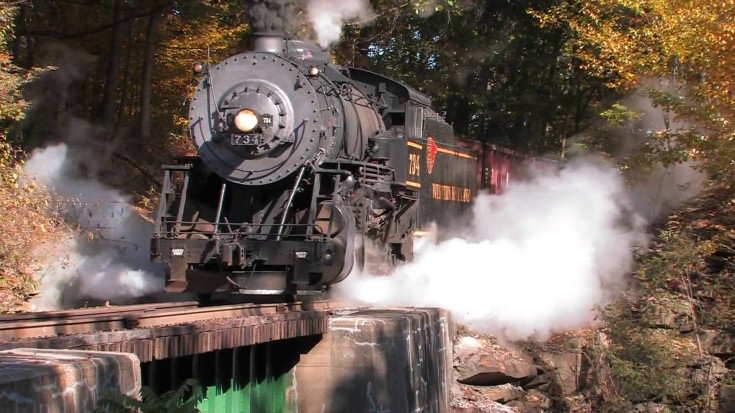 Fall Colors Back Drop Western Maryland’s #734 Steam Locomotive! | Train Fanatics Videos