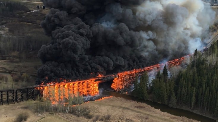 Arsonist Torches 100 Year Old CN Trestle In Canada! | Train Fanatics Videos