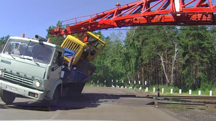 Impatient Truck Gets Turned Over By Train | Train Fanatics Videos