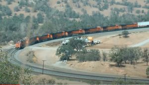 Eight Locomotives Pull Freight On The Tehachapi Loop