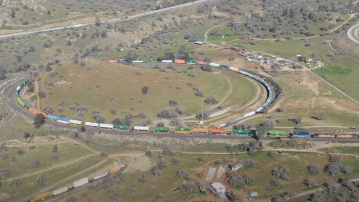 The Tehachapi Loop From High Above | Train Fanatics Videos