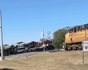 Union Pacific Freight Smashes Auto Carrier
