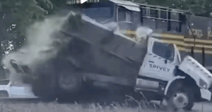 Train Explodes Septic Tank Truck !